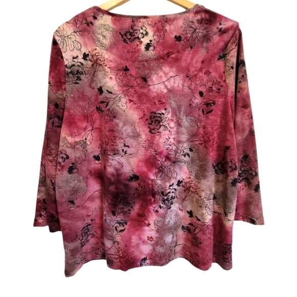 XL Burgundy Metallic Long Sleeve Stretchy Tunic - Picture 3 of 6